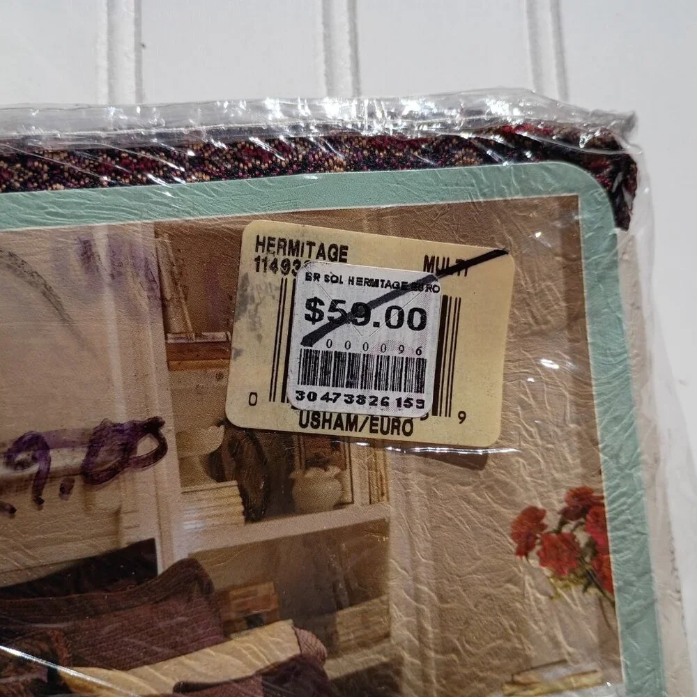 Vintage Pair of WAMSUTTA Euro Shams Hermitage Brown Maroon European Pillow NWT